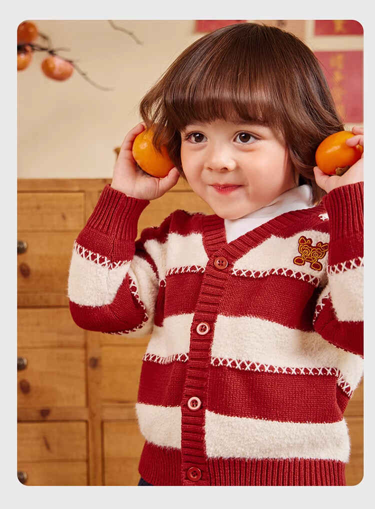 Ciciibear [Antibacterial, Anti-Static, Anti-Pilling] Baby Cardigan Sweater New Year Winter Style Thickened Warm Clothing Boys' Jacket 22