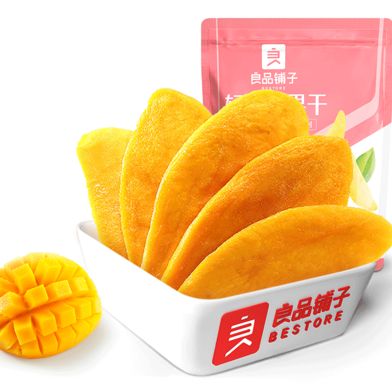 良品铺子 轻甜芒果干80g芒果片水果干蜜饯果脯休闲零食休闲小吃
