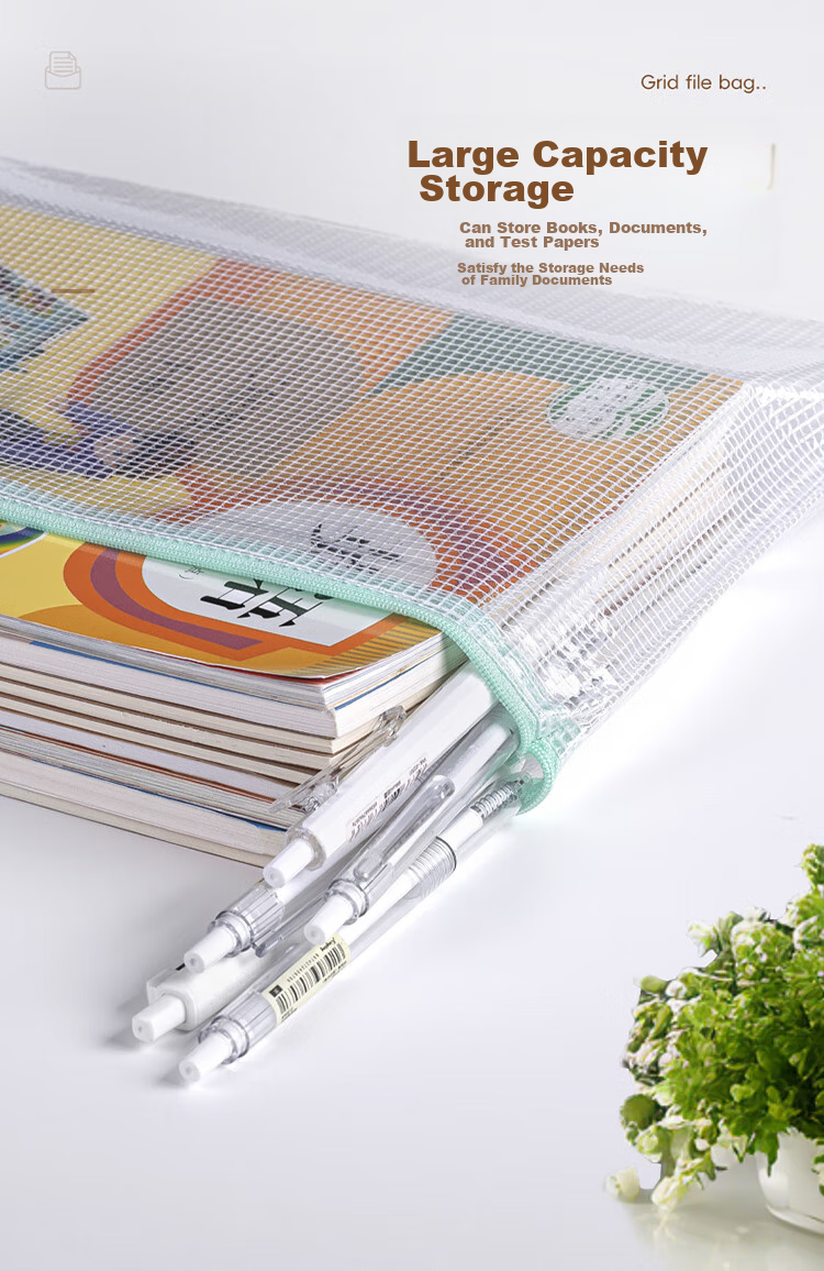 Jinlongxing Mesh Zipper File Bags, Transparent Document Bags, Subject Bags, Pregnancy Check-Up Ticket Storage Bags, File Bags, Homework And Tutoring Bag, Tutoring Bags, Pack of 10 4
