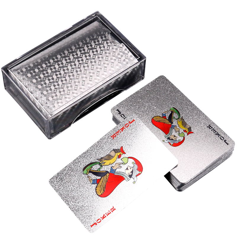 Zihu Texas Hold'em Poker Card Set, PVC Plastic Waterproof Frosted Durable Creative Silver Foil Checkered Guandan Playing Cards