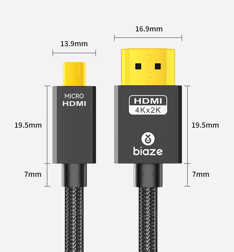 BIAZE Micro HDMI to HDMI Adapter Cable, HDMI 2.0 Version, 4K/60Hz High-Definition Conversion, for Connecting Laptops, Tablets, Cameras to Monitors, TVs, And Projectors 15