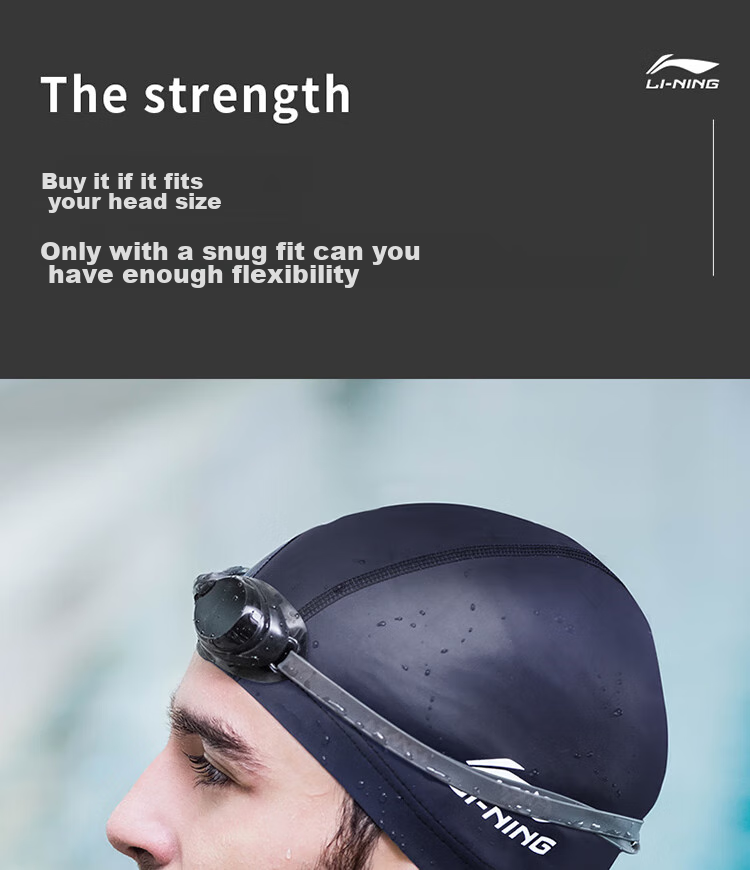 Li-Ning (Lining) Swimming Cap for Men And Women, Comfortable Long Hair PU Coated Swim Cap LSJK858-2 Blue 4