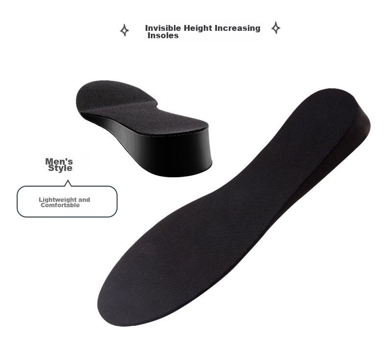 Eleft Invisible Height-Increasing Shoe Insoles for Men And Women, Memory Foam Shock-Absorbing Breathable Sweat-Wicking Full Insoles, Black 1.5CM 2