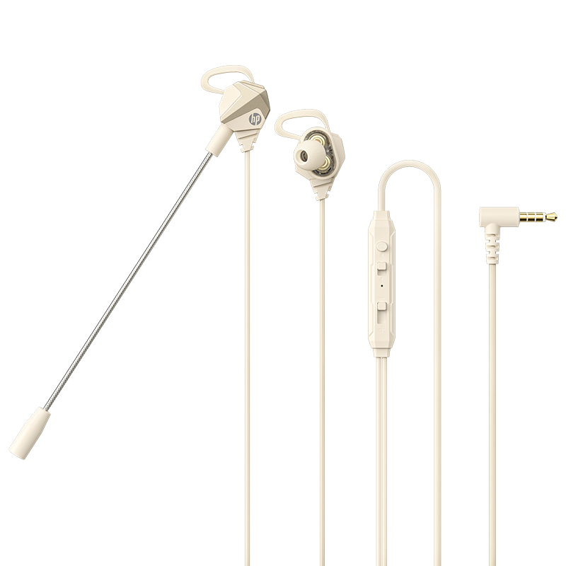 HP DHS-3114 Gaming Headset In-Ear Noise-Cancelling Dual Dynamic Computer And Mobile Universal Study Office Triangular Action PUBG E-Sports Music Wired Headphones Milk Tea