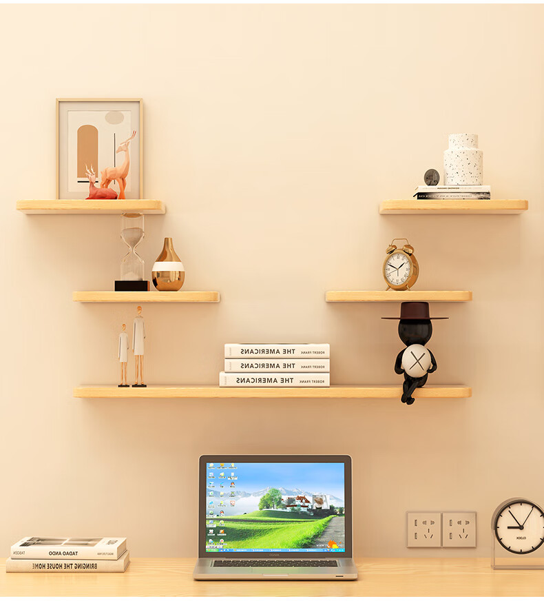 Fanshe Living Room Wall Shelf Storage Rack, Bedroom Bedside Simple Storage Bookshelf White Set 7