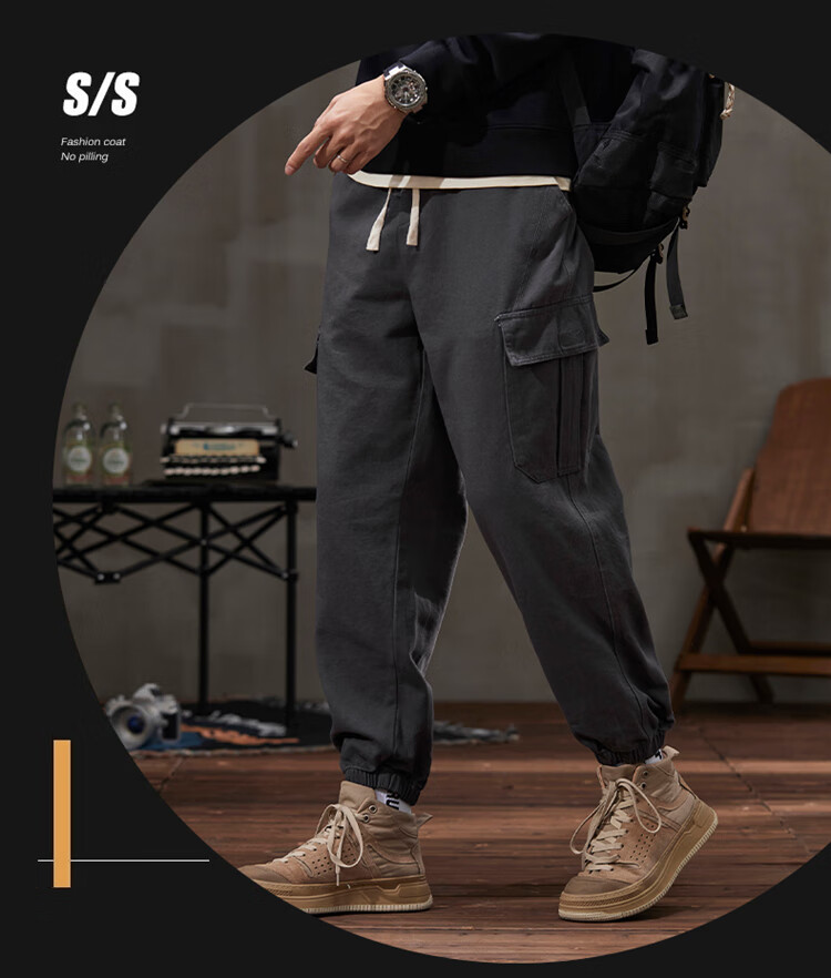 Dingfengbaoluo Casual Pants for Men, Summer Heavyweight Trendy Brand, Loose-Fitting Joggers, Fashionable Versatile Athletic Sweatpants, K602 Black 2XL 19