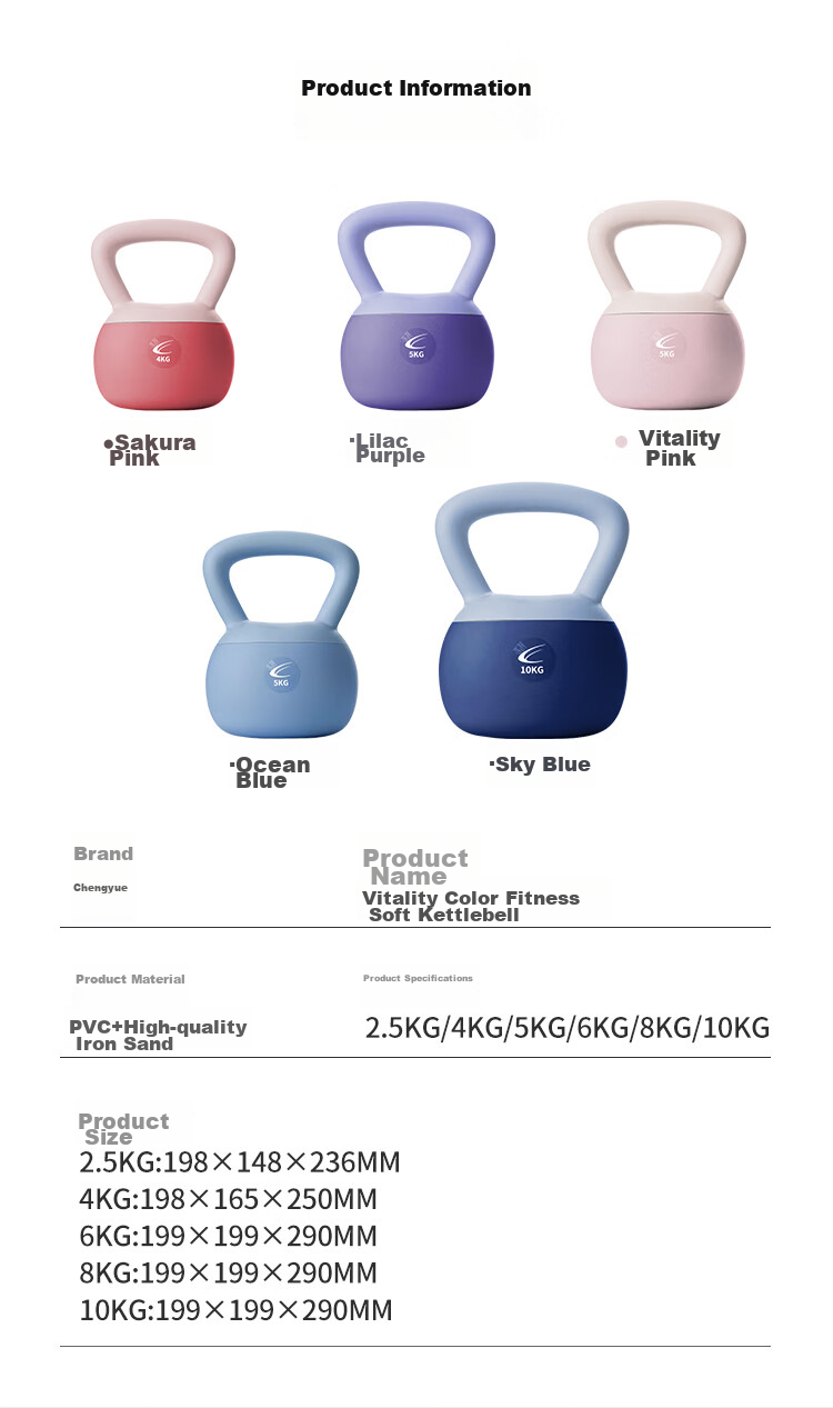 Chengyue Soft Kettlebell for Men And Women, Fitness Swinging Dumbbell Exercise Equipment Training 6KG Lilac Purple CY-553 12