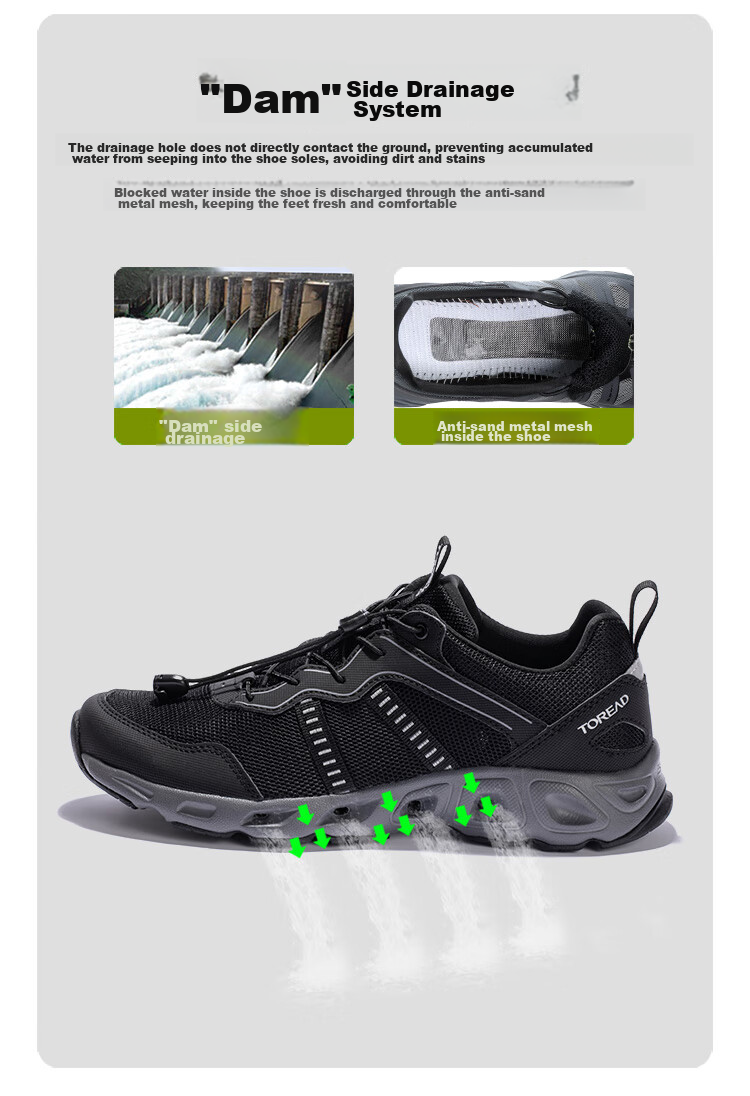 TOREAD Men's Stream Tracing Shoes, Spring And Summer Outdoor Non-Slip Breathable Mesh Water Shoes, Sports Beach Sandals TFEECM81946 2