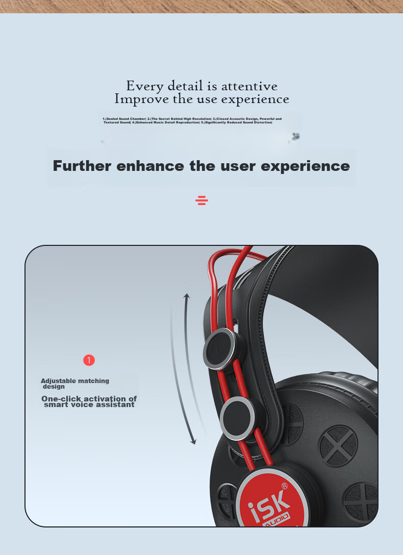 ISK HP-580 Professional Over-Ear Monitoring Headphones, Comfortable Full-Enclosed Cavity Design, Gaming Headphones for Computer, Mobile Phone, Sound Card, Karaoke Recording, And Gaming Music 8