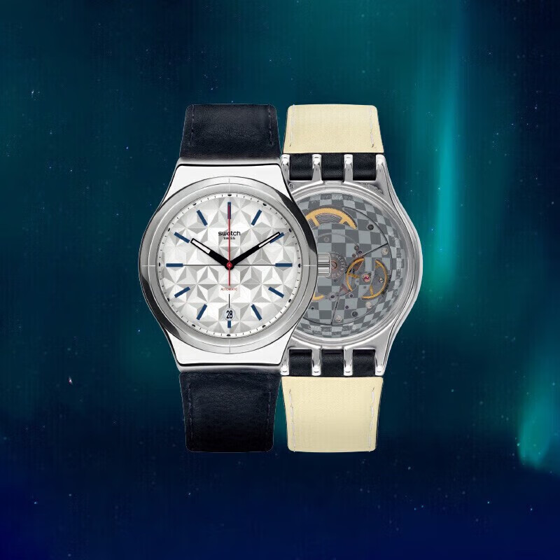Swatch Swiss Watch Leather Strap Metal Mechanical Men's Wristwatch Holiday Gift Maze Decoratio