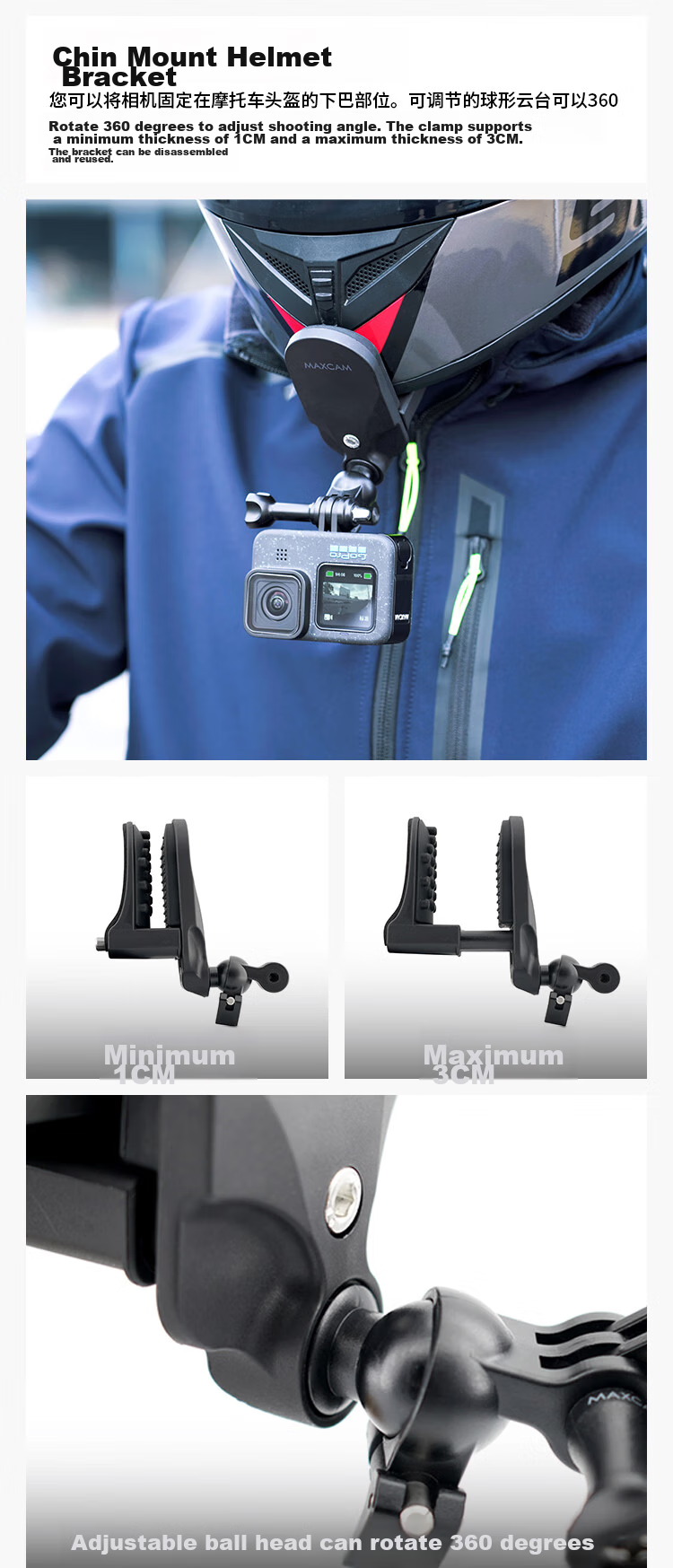 MAXCAM/Maisikamu Compatible with GoPro Ace Pro 2/GoPro 13/12/11/10/9/8/7 Action Cameras, Car Suction Cup Glass Mount, Vehicle-Mounted Bracket Accessories 8