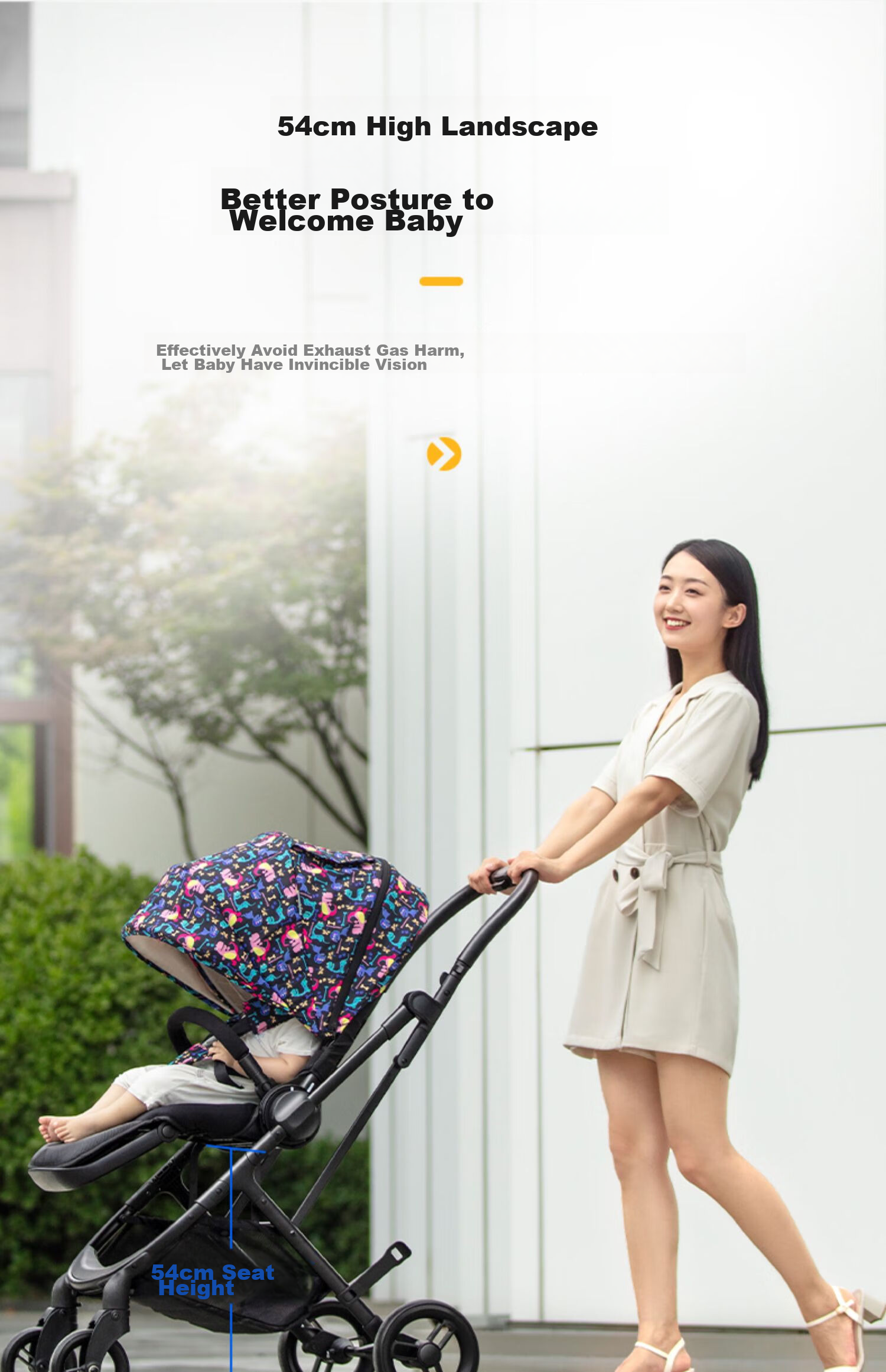 Elittile Stroller for Infants 0-3 Years Old, Foldable, Reclining, Reversible, High Landscape View, Perfect for Taking Babies Out, Dream5 Model 13
