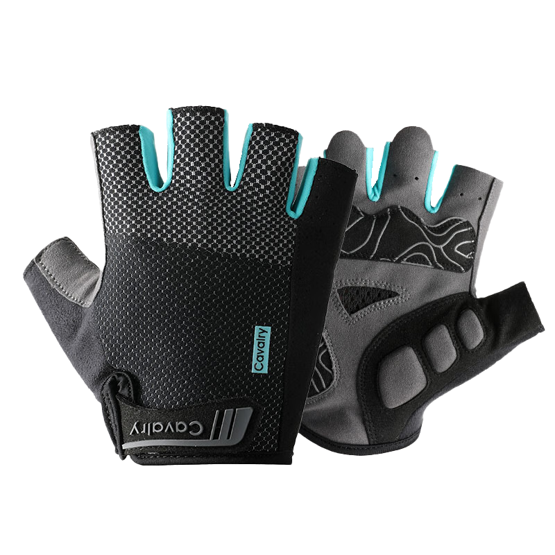 CAVALRY Bicycle Fingerless Gloves, Summer Unisex, for Road Bikes And Mountain Bikes, Shock-Absorbing, Breathable Cycling Gear, Black And Blue, Size L
