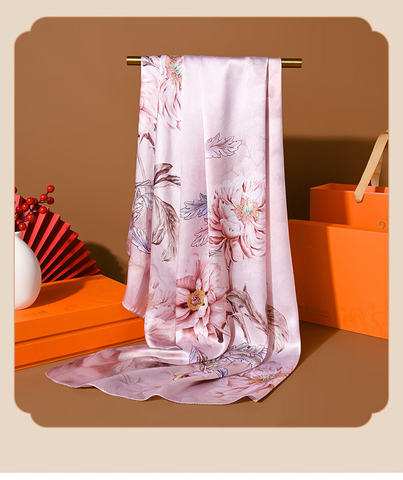 Hangsilu Silk Scarf for Women, Chinese Style Mulberry Silk Shawl Wrap, Elegant Practical Birthday Gift for Wife Or Mother 3