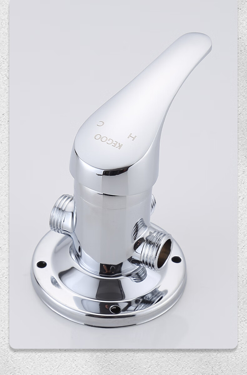 KEGOO Surface Mounted Shower Faucet Hot and Cold Water Mixing Valve Exposed Pipe Rain Shower Solar Water Supply Bath Switch K210434 1