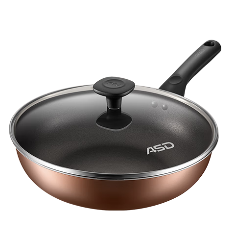 ASD Non-Stick Wok, Frying Pan, Flat-Bottom Skillet, Household Cookware, 28cm, Compatible with Gas And Induction Stoves, WG8328E