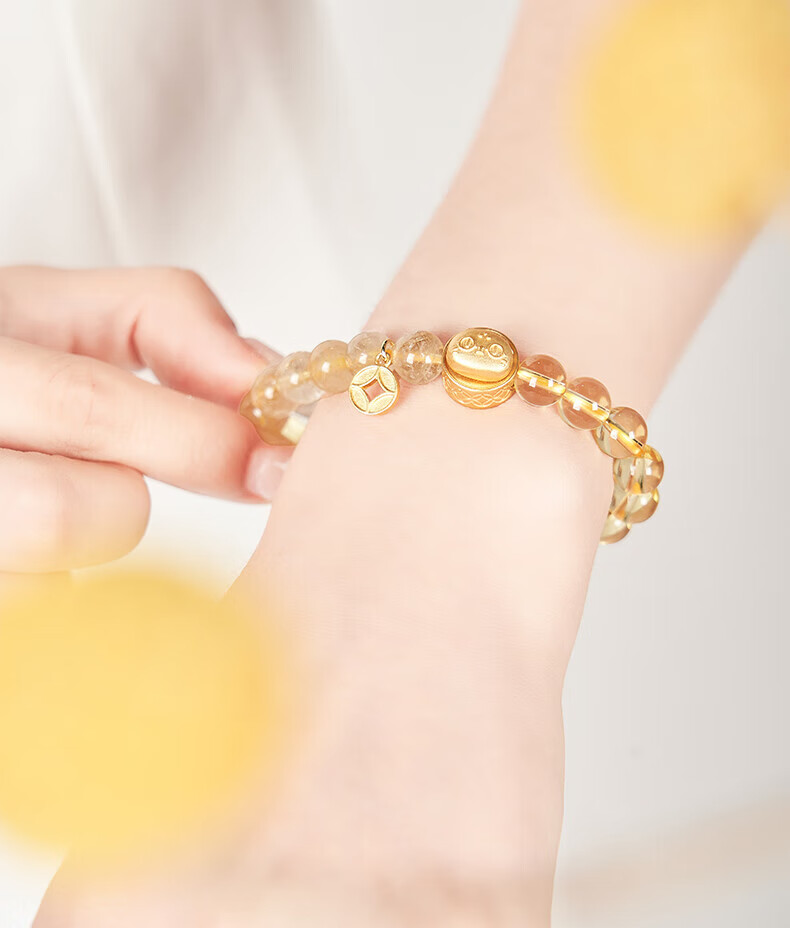 Dayingbowuguan Anderson Cat Turn-Turn Cat Yellow Crystal Light Luxury Bracelet, Women's High-End Beaded Bracelet, Birthday Gift for Girls 12
