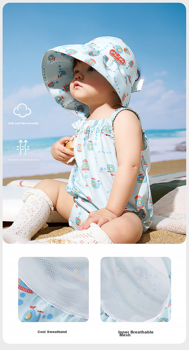 Kocotree Baby Sun Hat, UV Protection, for Boys And Girls, Open Top, Wide Brim, Children's Sun Hat 14