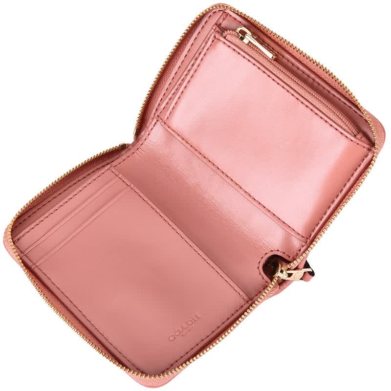 coach 蔻驰 奢侈品 女士米粉色皮质短款钱包钱夹 f31600 imm8j