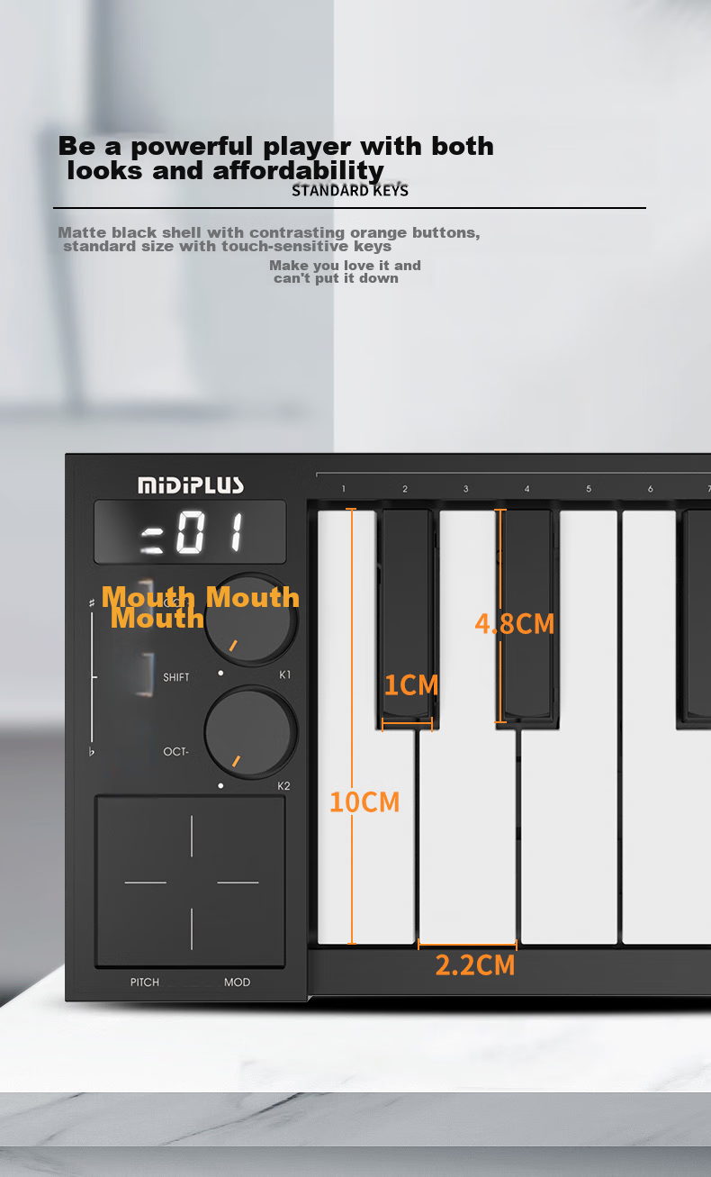 Midiplus V49 Key Wireless Bluetooth MINI Foldable Controller, Portable Electronic Music Composition MIDI Keyboard 4