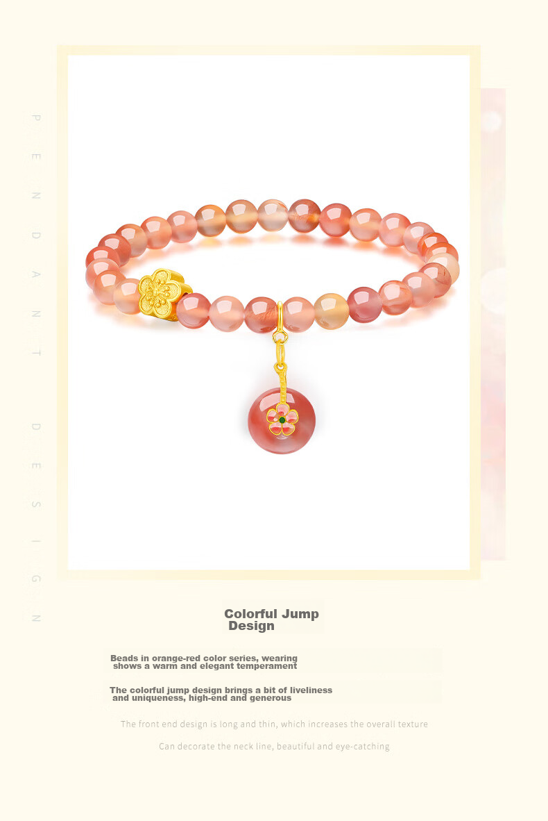 CHOW TAI SENG Peach Blossom Agate Bracelet, Silver Bracelet for Women, 2026 New Style, Graduation Birthday Gift for Ladies, Present for Girlfriend 5
