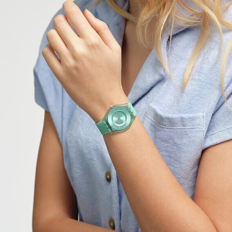 Swatch Swiss Watch, Ultra-Thin Quiet Quartz Wristwatch for Middle And High School Students' Exams, Graduation Gift, Sky Blue