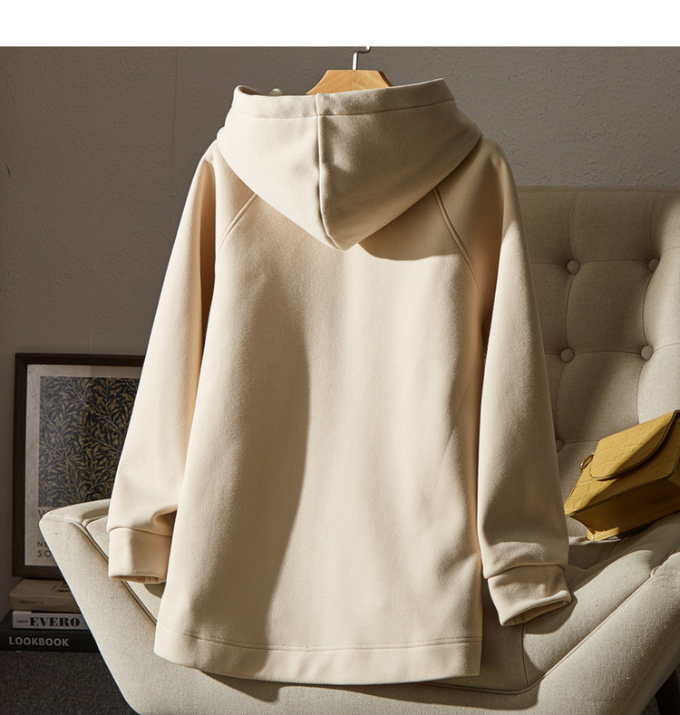 Dme [Split-Style Craftsmanship] Spring And Autumn Hooded Loose Casual Slightly Elastic Long-Sleeve Women's Sweatshirt, Light Water Green, S 37
