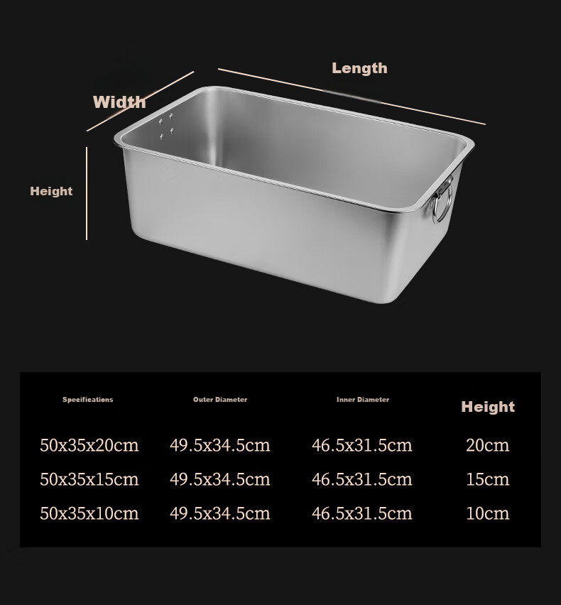 Jinyaoshi Stainless Steel Square Bowl with Handle, Deep And Thick, for Cafeteria Food Serving, GK-FP5035 10
