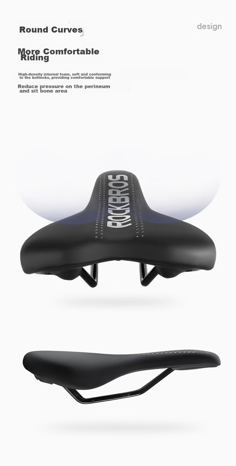 ROCKBROS Bicycle Seat Cushion Comfortable Saddle for Road And Mountain Bikes with Shock Absorption And Thickened Pad Cycling Accessory Black 7