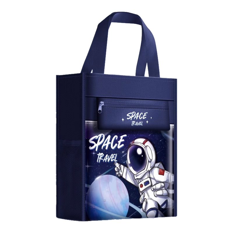Sijinianhua Tutoring Bag, Handbag, Book Bag for Primary School Students, Canvas Art Bag, Storage Bag [Upgraded Version/Five-Layer Extra Large And Thick] Astronaut