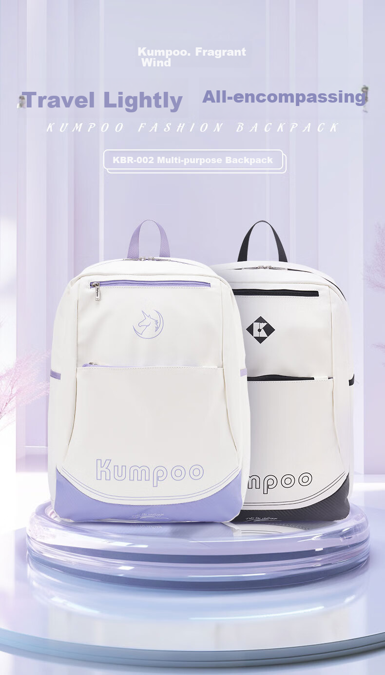KUMPOO Ball Bag with Separate Shoe Compartment, Tennis Racket Storage, Ventilated Multi-Functional Unicorn Backpack KBR-002 White And Purple 3