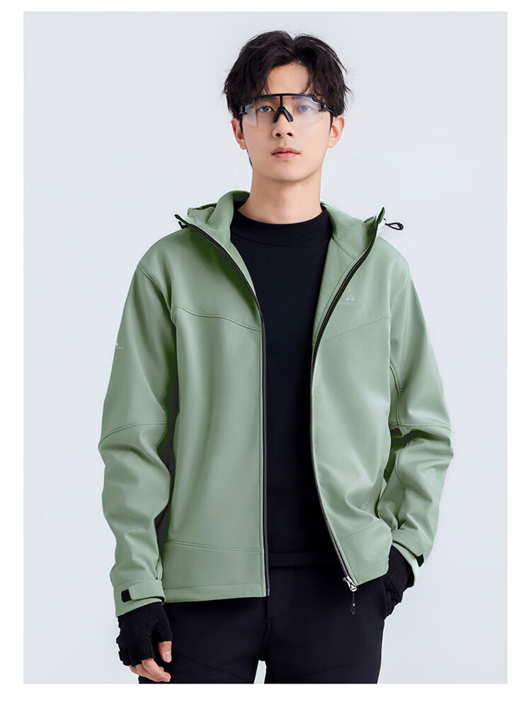 Pioneer Camp Men's Seal Softshell Jacket Spring Autumn Outdoor Mountaineering Waterproof Windproof Fleece Lined Warm Running Sports Jacket 16
