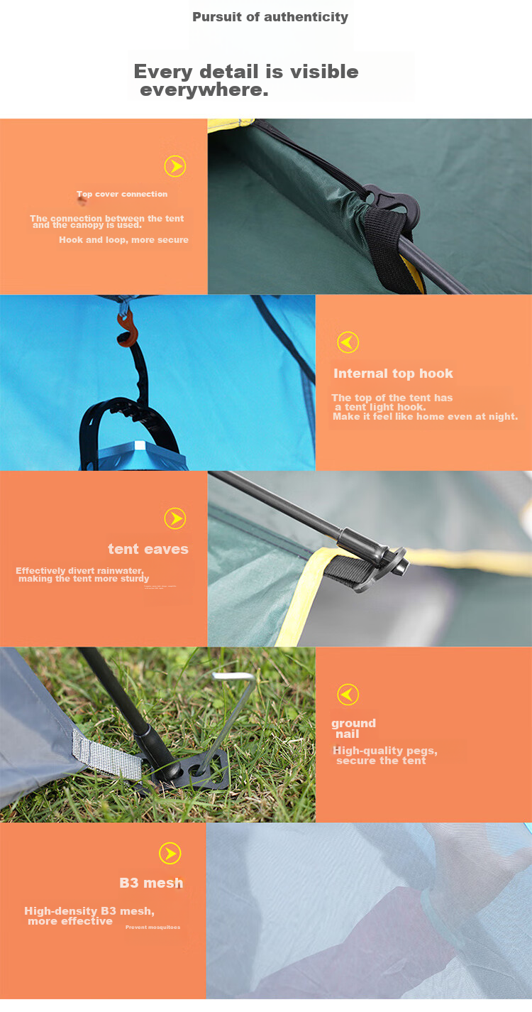 BeiJiLang Tent, Outdoor Enlarged Canopy, Two-In Camping Tent, Fully Automatic Quick-Open Camping Equipment 12