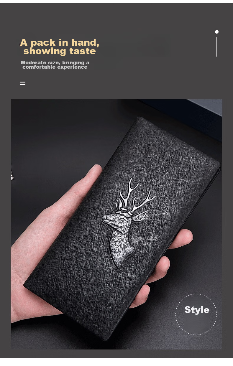 Meizhouyeniou Men's Long Wallet, Genuine Leather Business Casual Deer Head Logo Multifunctional Purse, Birthday Gift for Boyfriend 11