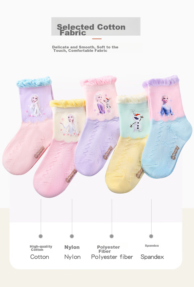 Disney Girls' Socks, Children's Mid-Calf Socks, Frozen Baby Student Autumn Winter Cotton Socks, Class A SP33098, Size 18-20 4