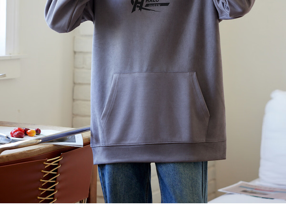 Halo Queen Women's Sweatshirt, Suede Fleece, Spring And Autumn Round Neck, Letter Print Pullover, Loose Fit Versatile Sweatshirt, New Product H143W1022 39