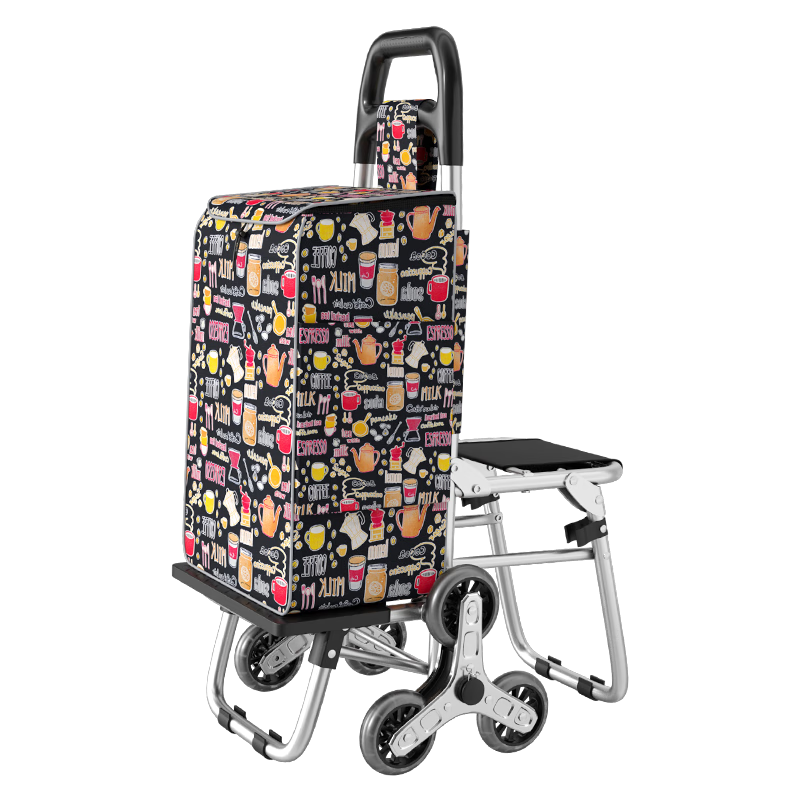 Shunhe Shopping Cart Reinforced Aluminum Alloy Trolley Folding Hand Cart Load Capacity 50kg Stair Climbing Trolley