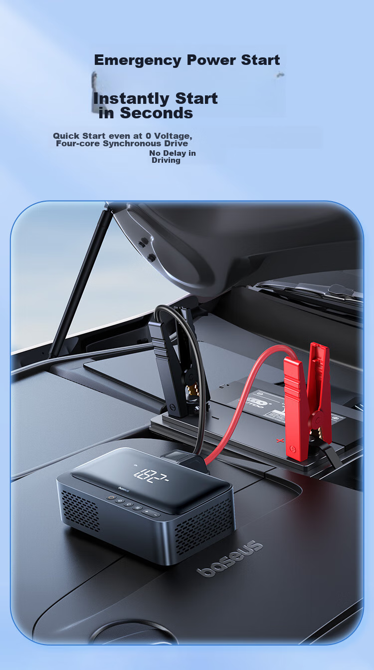 Baseus [National 3C Certified], Car Emergency Jump Starter Air Pump All-In Device, Portable Power Bank for Outdoor Use 7