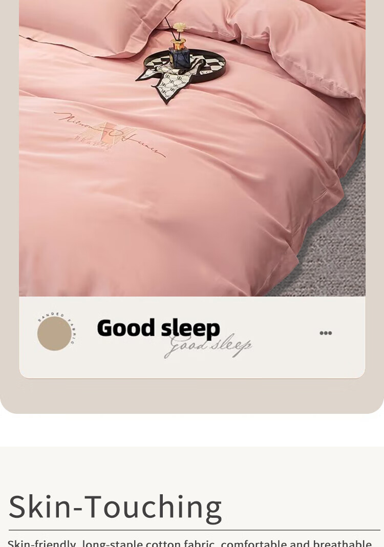 ZiiU Bedding Set, Pure Cotton Duvet Cover And Bed Sheet Set, All-Season Use, for 1.8-Meter Bed 1