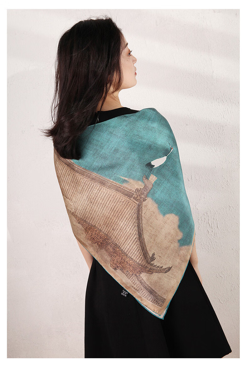 Hangsilu Silk Scarf for Women, Chinese Style Square Scarf, Mulberry Silk Shawl, High-End Birthday Gift, Mid-Autumn Festival Present for Mom And Elders 9