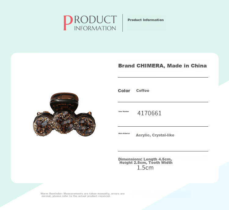 CHIMERA Light Luxury Princess Hair Claw Clip, Bangs Clip, Side Clip, Hairpin, Hair Accessory, Women's Mid-Autumn Festival Gift 11