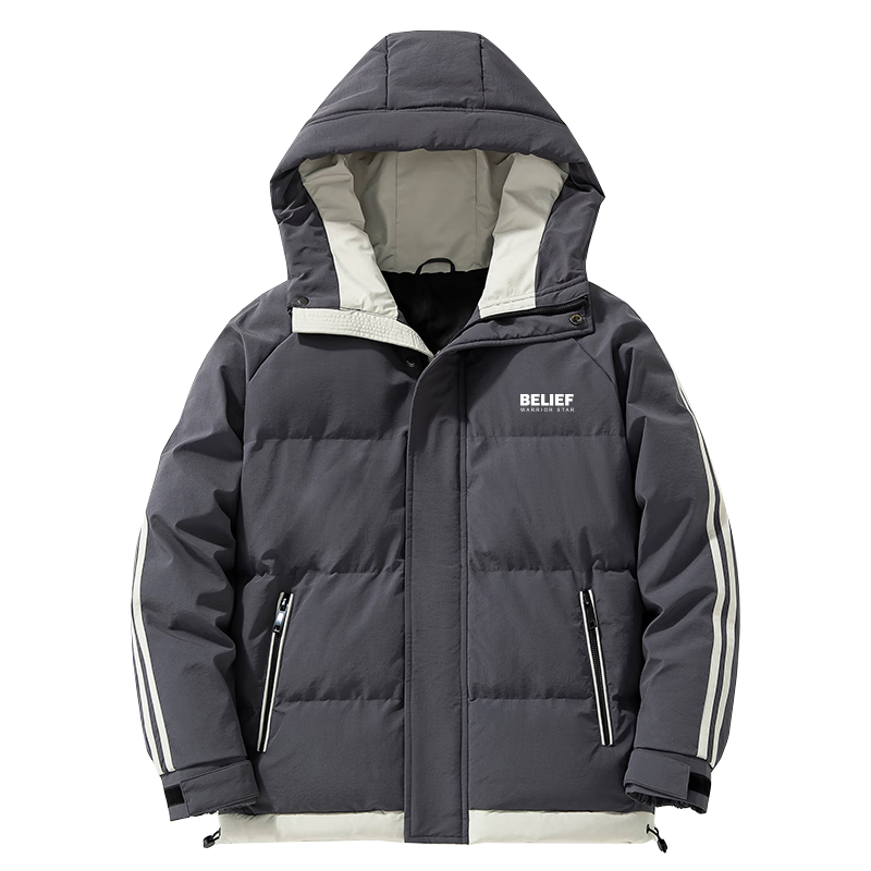Warrior Cotton Jacket for Men, Hooded Thick Warm Coat, Winter Trendy Puffer Jacket, Casual Versatile Cotton Outerwear for Me
