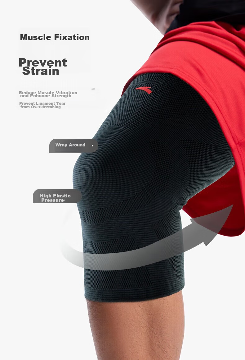 ANTA Sports Knee Pads, Summer Thin Basketball Running Knee Brace for Men And Women, Joint Protection Sports Equipment, Gray Blue XL Size 7