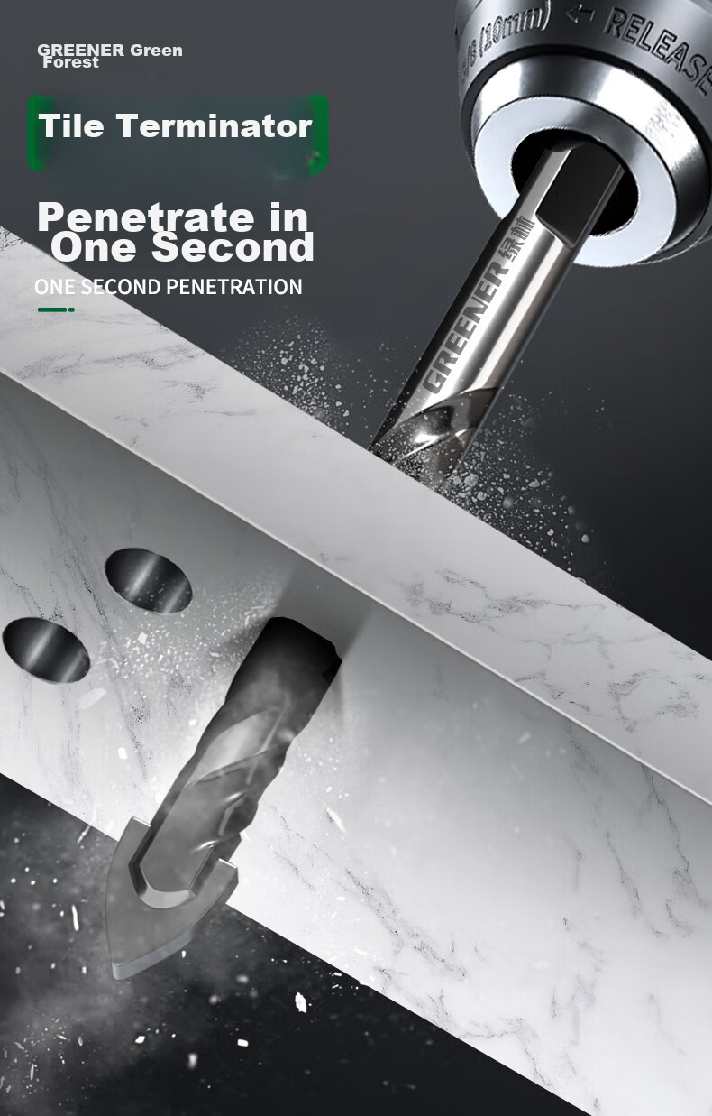 GREENER Triangular Drill Bit for Concrete, Tile, And Cement Wall Drilling, Black Diamond (5+6+8+10+12mm) 2