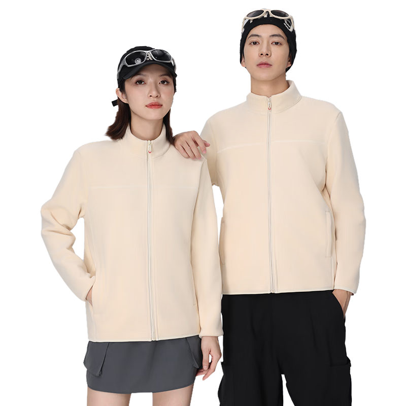 LangSha Unisex Fleece Jacket Autumn Winter Windproof Thickened Warm Outdoor Polar Fleece Liner Coat