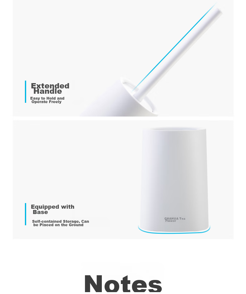 CHAHUA Toilet Brush Set with Extended Handle, Splash-Proof Long Bristles, Bathroom Cleaning Brush, Wall-Mounted 13