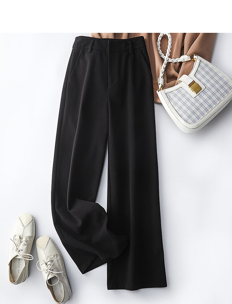 Dme [Long-Lasting Shape] Winter Mid-Rise Brushed Nine-Tenths Long Pants for Women, Slimming Straight-Leg Trousers, Warm Casual 11