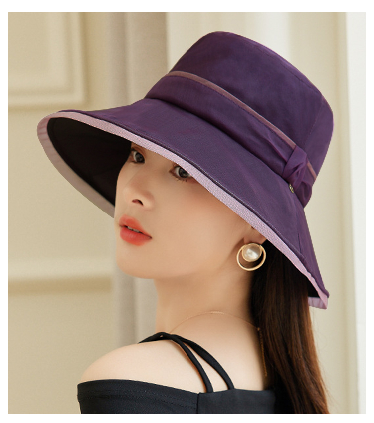 Shanghai Gushi Silk Hat for Women, Summer Mulberry Silk UV Protection Fisherman Hat, Foldable Wide Brim Sun Hat, Mother's Day Gift 13