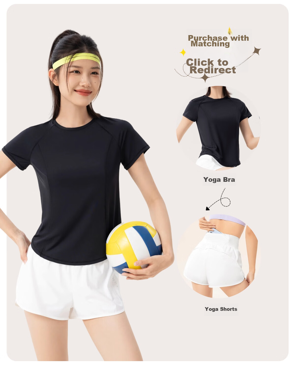 361° Sports Fitness Yoga Shorts, Lightweight Summer Style, Anti-Exposure, Fake Two-Piece Design, Running Sports Breathable Shorts for Outdoor Wear 3