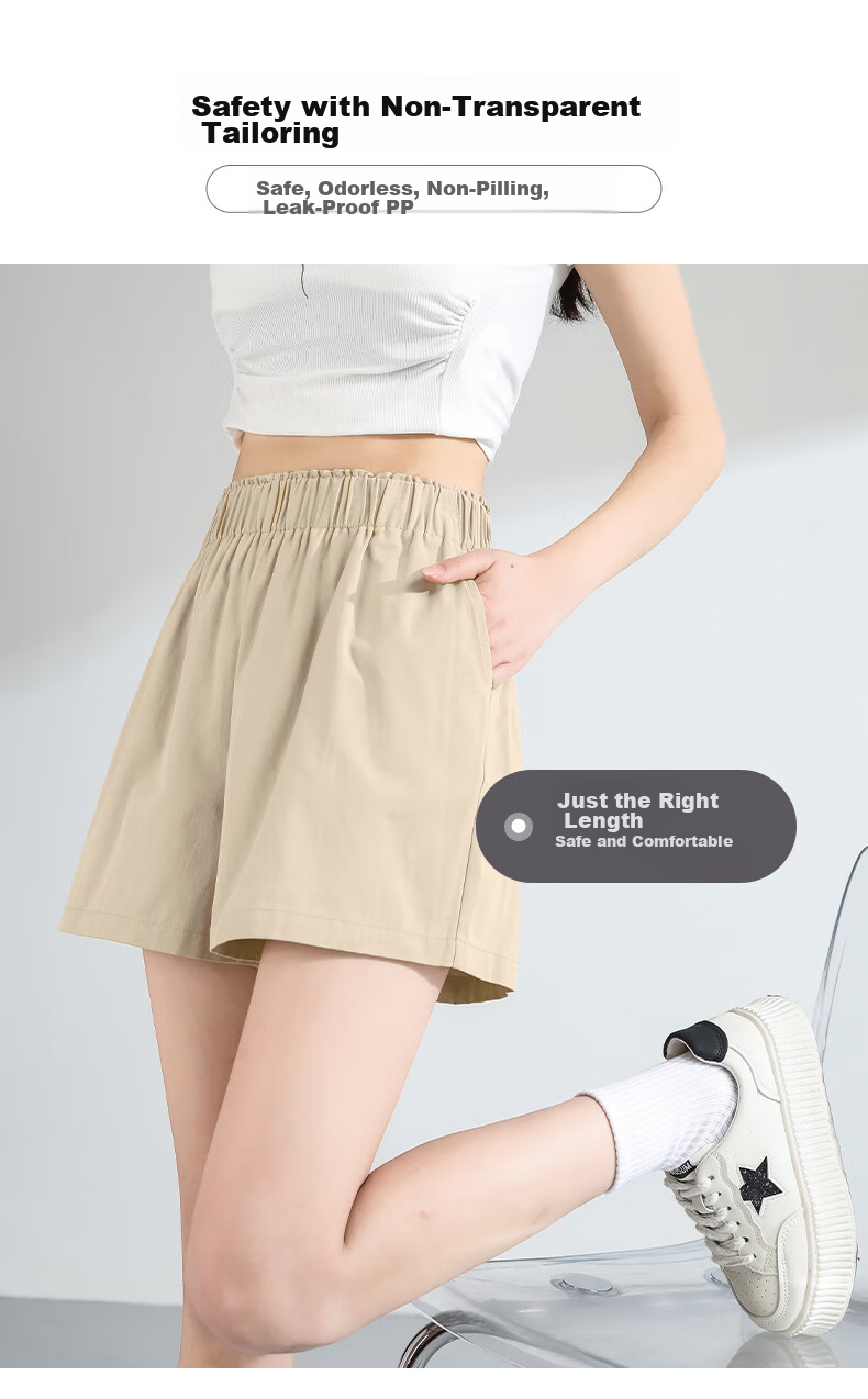Baleno 100% Pure Cotton Shorts for Women, New Summer 2025 Style, High-Waisted Loose Wide-Leg Pants, Versatile Three-Quarter Length Shorts for Outdoor Activities And Travel 7